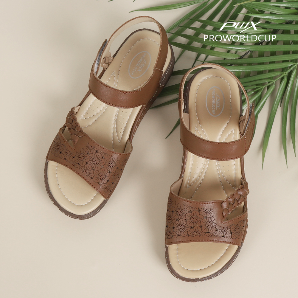 발편한 여름 여행 신발 올리브 여성 가죽 샌들 - 상세 이미지 3