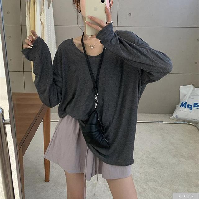 마밀 골지 시스루 루즈핏 긴팔 니트 티셔츠 8col 여름 봄 U넥 하프 데일리 제이플로우 - 상세 이미지 3