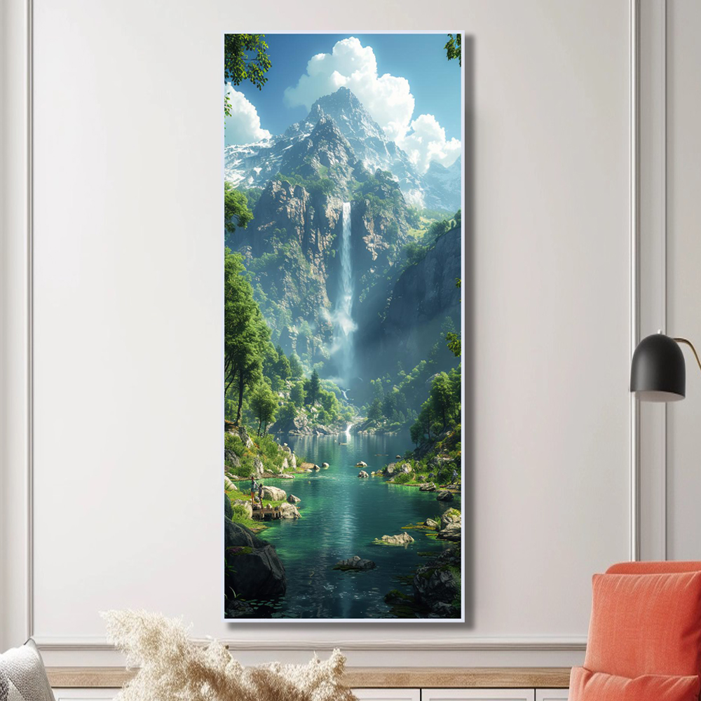 소나무 폭포 60x150cm 무광화이트 알루미늄 액자 대형그림 - 상세 이미지 5