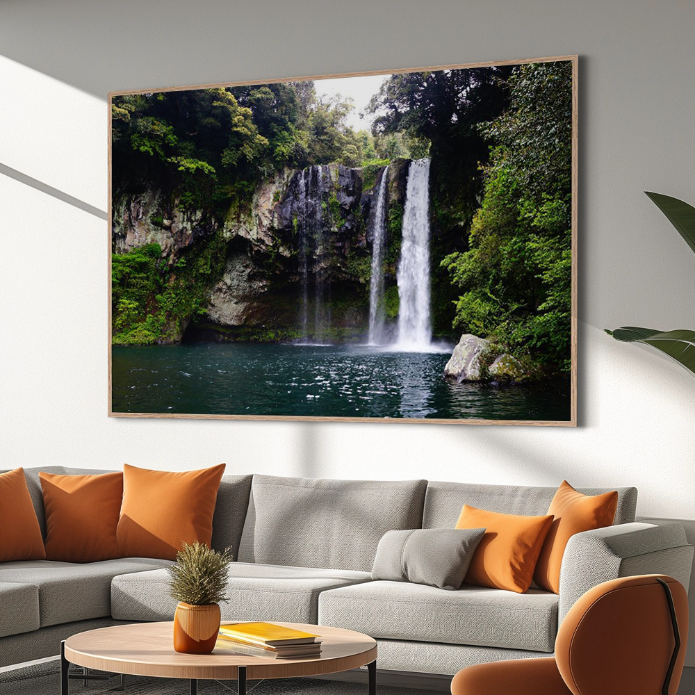 산림 폭포 80x80cm 무광오크 알루미늄액자 폭포그림 - 상세 이미지 4