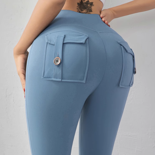 부츠컷레깅스 셔링레깅스 와이드팬츠 카고 포켓 겨울요가복 - 상세 이미지 5