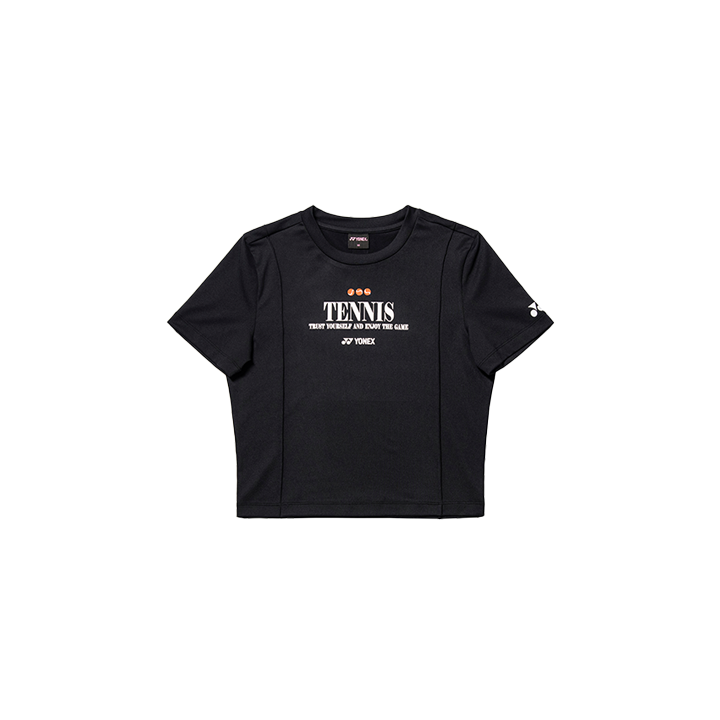 요넥스 245TS015F 테니스 의류 블랙 반팔 크롭 티셔츠 여성용 24SS - 상세 이미지 2