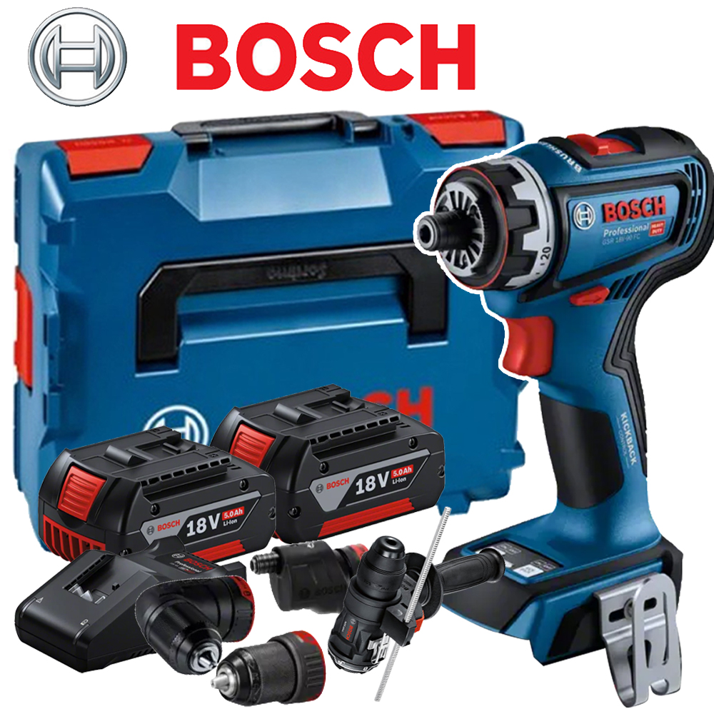 보쉬 18V 충전 멀티 드릴 드라이버 세트 GSR18V-90FC (5.0Ah) 배터리 2개