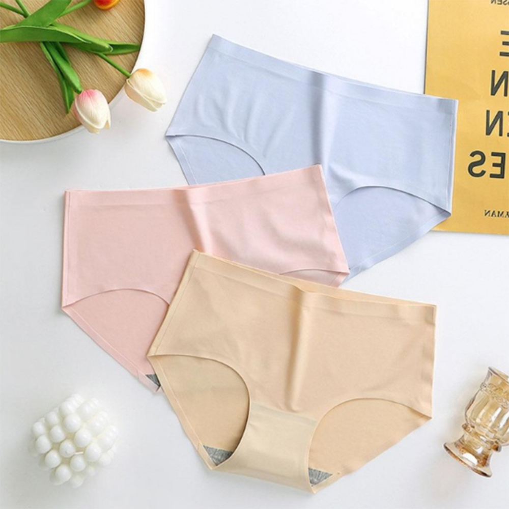 M-2XL 여성 팬티 심리스 여름 편한 속옷 여자 여학생 무지 시원한 무봉제 데일리 중년 - 상품 이미지
