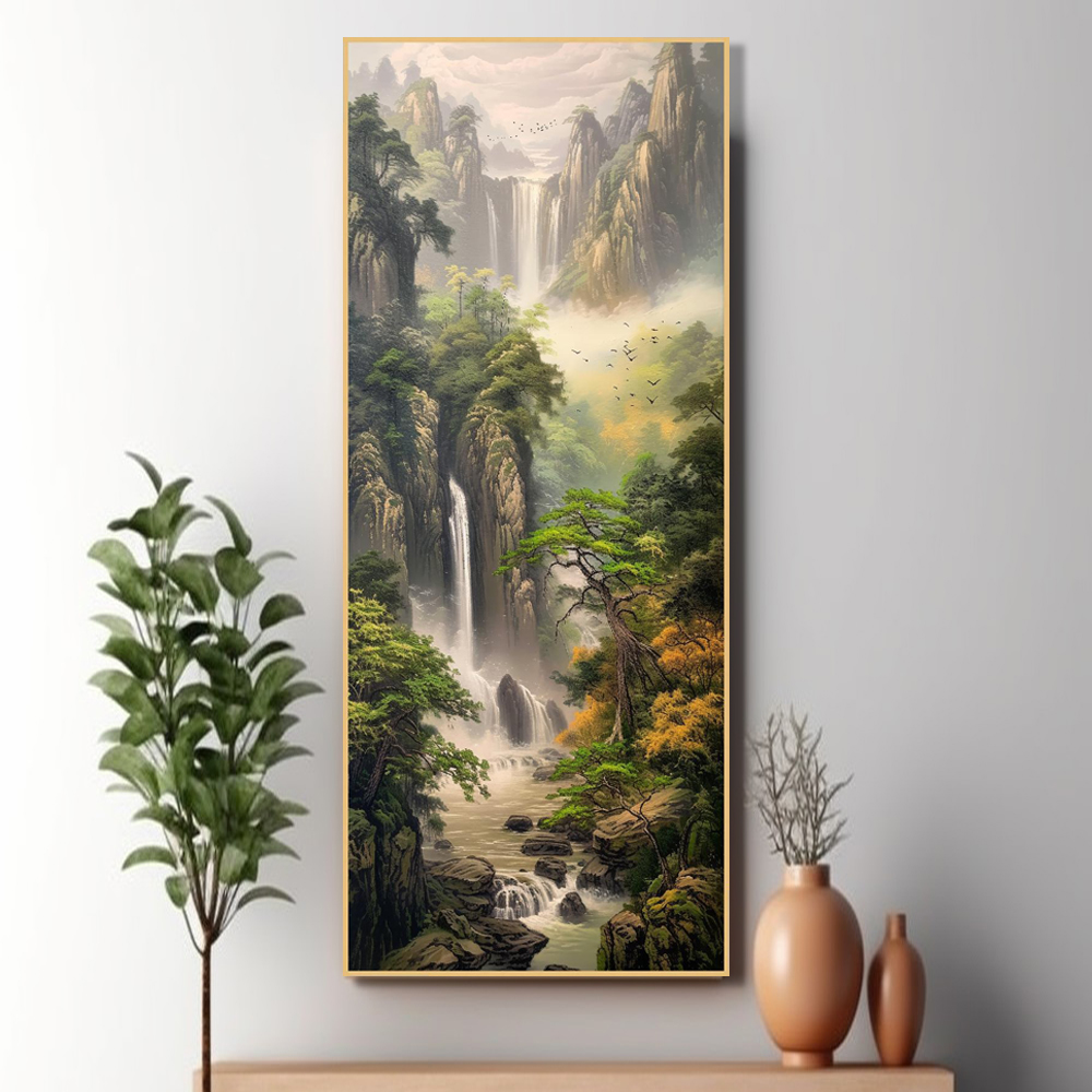 소나무 폭포 60x150cm 무광화이트 알루미늄 액자 대형그림 - 상세 이미지 3