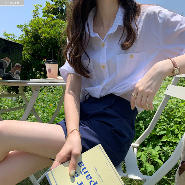 하이프 5부 핀턱 코튼 A라인 반바지 5col 여름 봄 6부 하이웨스트 데일리 제이플로우 - 상세 이미지 4