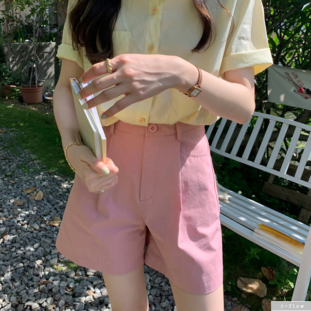 하이프 5부 핀턱 코튼 A라인 반바지 5col 여름 봄 6부 하이웨스트 데일리 제이플로우 이미지 8