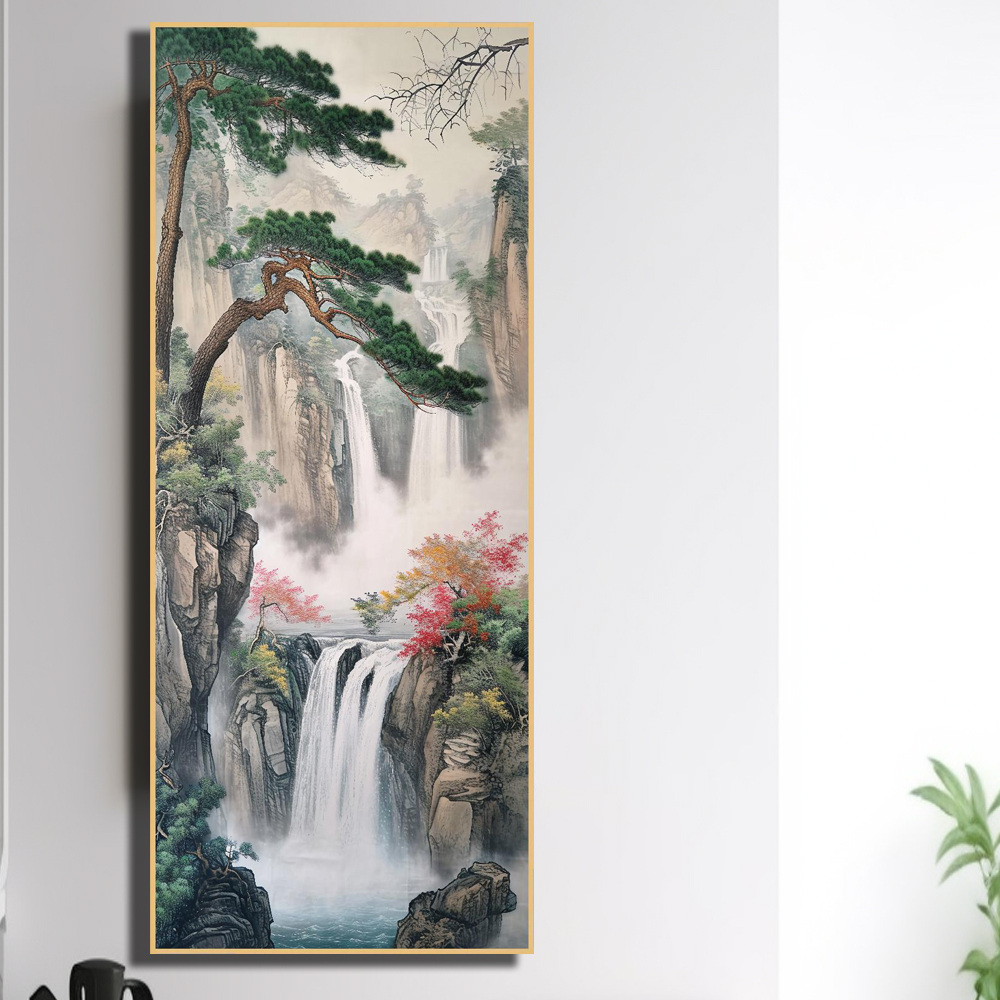 소나무 폭포 60x150cm 무광화이트 알루미늄 액자 대형그림 - 상세 이미지 4
