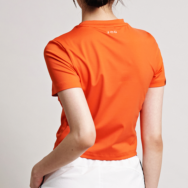 요넥스 245TS013F 테니스 의류 오렌지 반팔 크롭 티셔츠 여성용 24SS - 상세 이미지 4