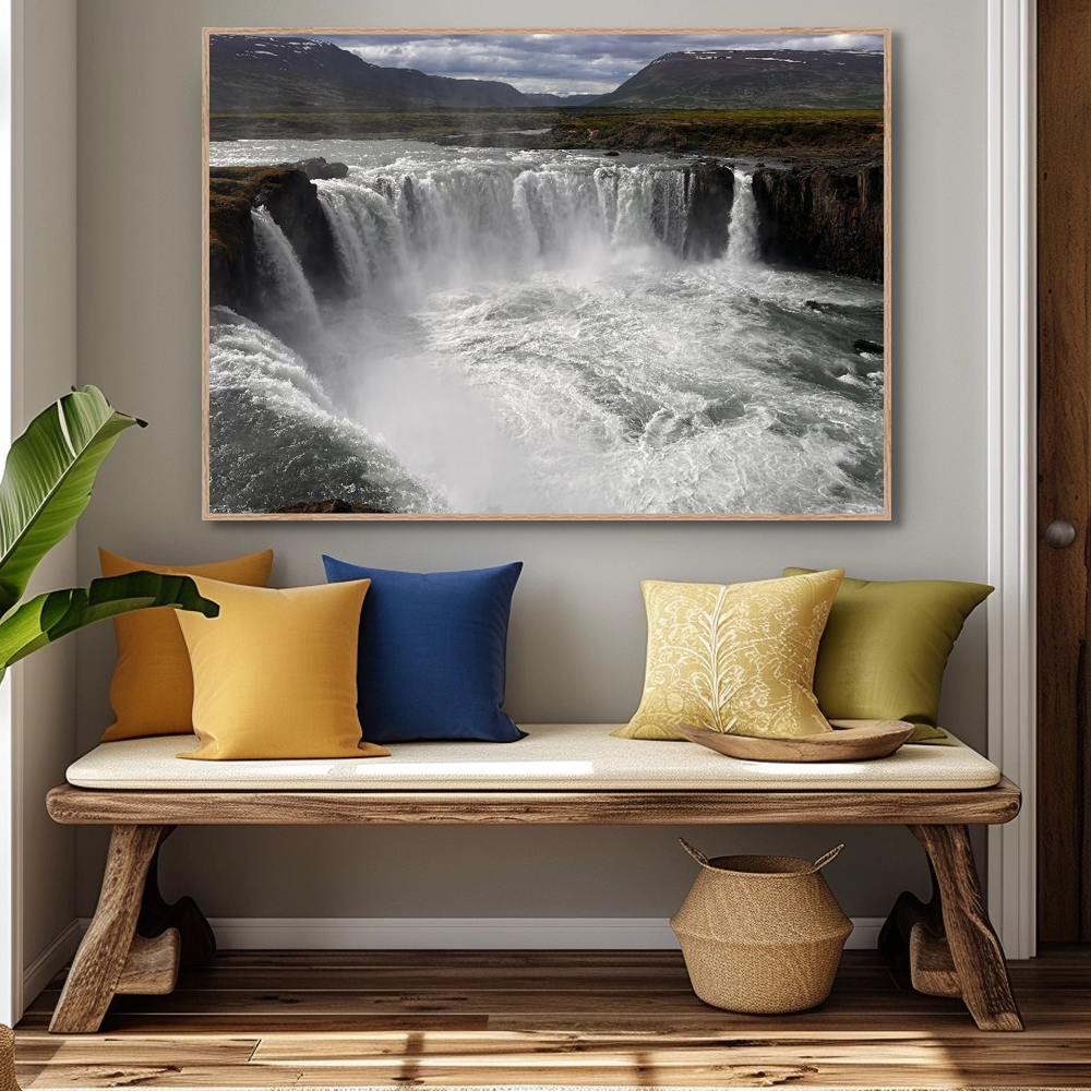 산림 폭포 45x45cm 무광골드 알루미늄액자 폭포액자 인테리어그림 이미지 6