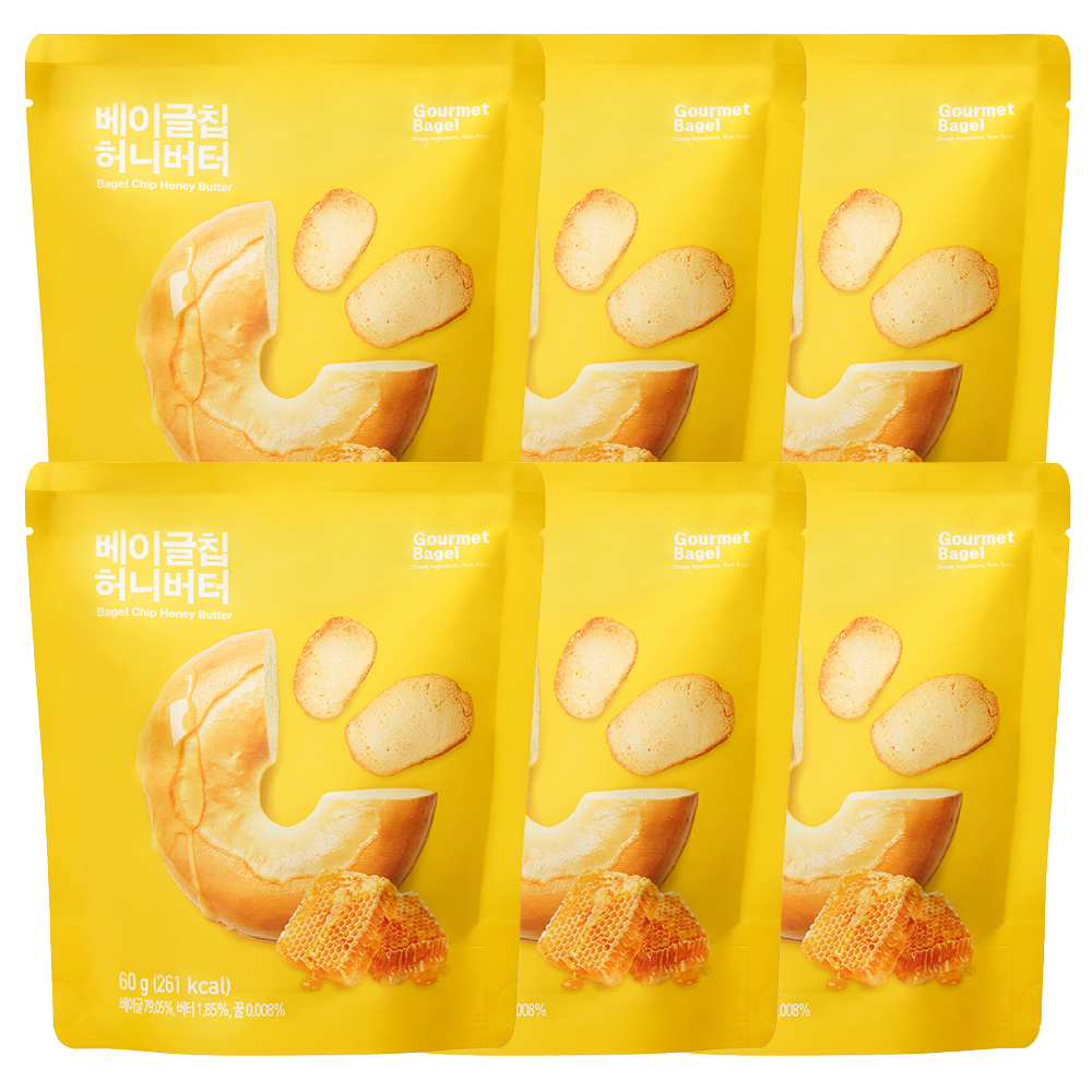 고메 베이글칩 간식 스낵 과자 허니버터, 60g, 6개