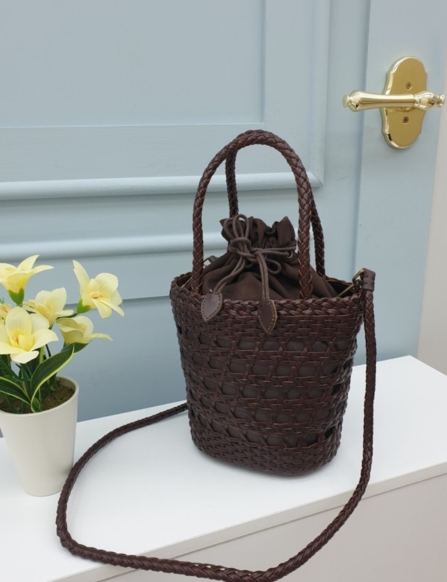 소가죽 캐내지 드래곤 메쉬 원통 라탄 버킷 토트백  여름 왕골 크로스가방