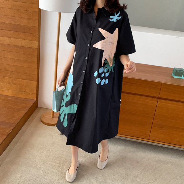 49372 컬러페인팅 면 셔츠원피스, 편안한 데일리룩, 주줌 셔츠원피스 후기