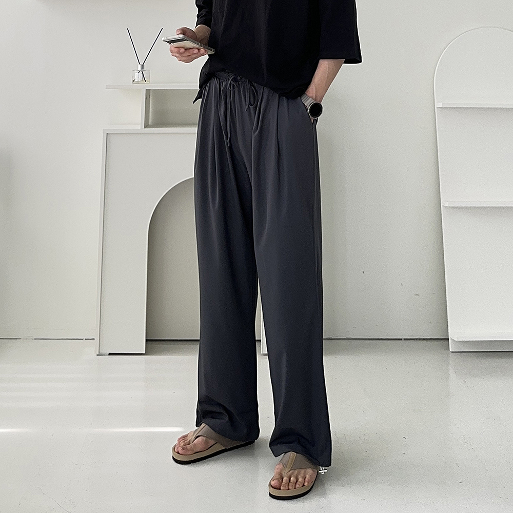 남자 여름 냉장고 바지 밴딩 아이스 쿨링 남자 와이드 팬츠 - 상세 이미지 4