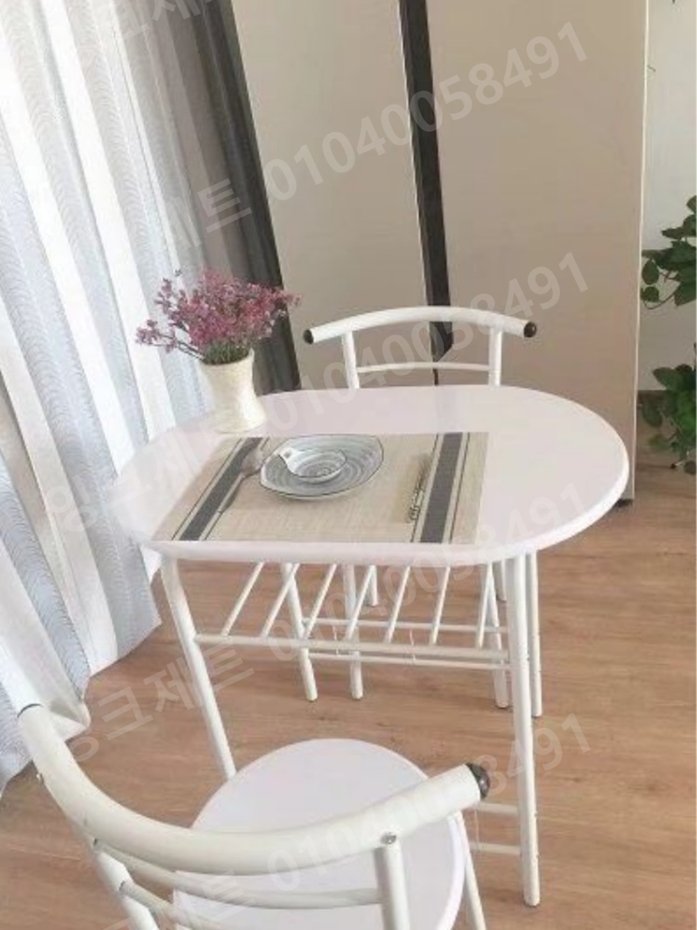 부부테이블 철제 주방 라운드 커플 세트 접이식 원룸 - 상세 이미지 2
