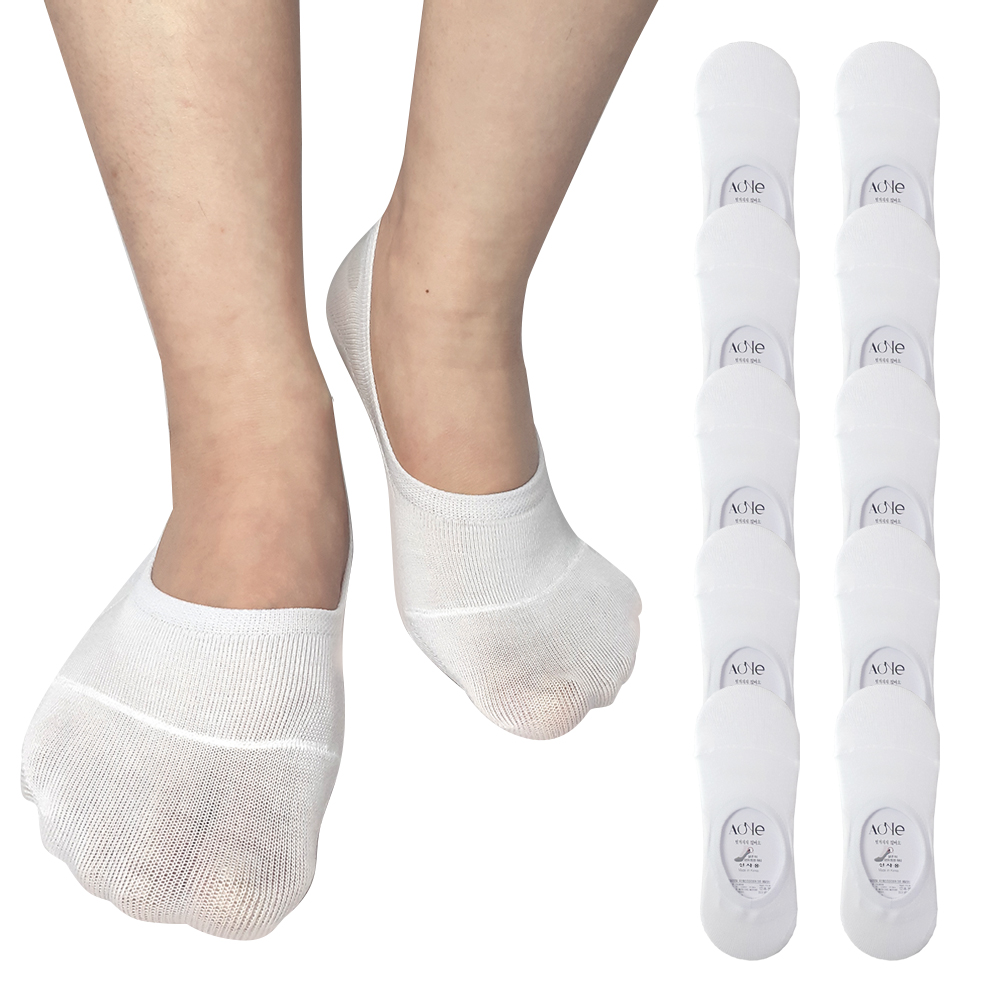 에이원 남성 여성 실속형 무지 페이크 덧신 5pack+5pack - 상세 이미지 4