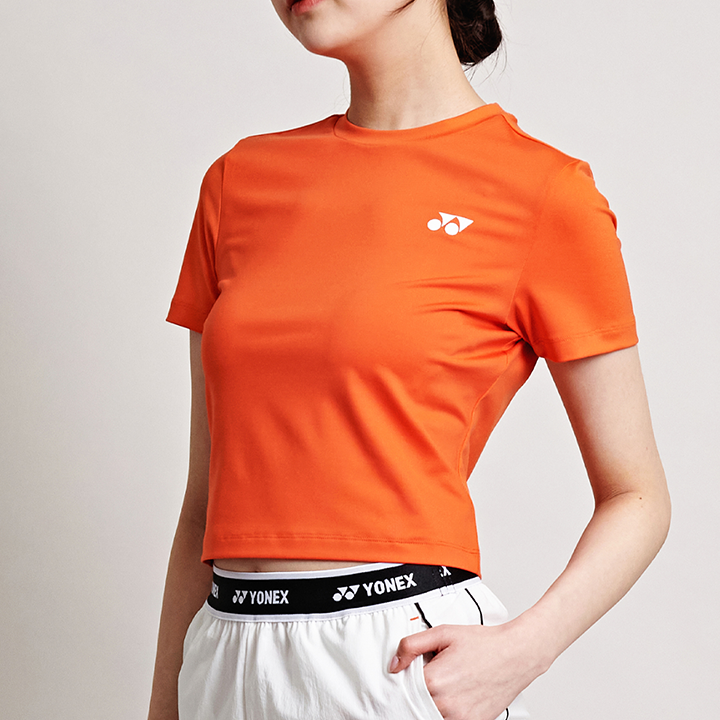 요넥스 245TS013F 테니스 의류 오렌지 반팔 크롭 티셔츠 여성용 24SS - 상세 이미지 5