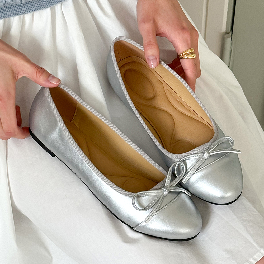 배색 리본 플랫슈즈 투톤 발편한 발레리나 플렛슈즈 하객 임산부 신발