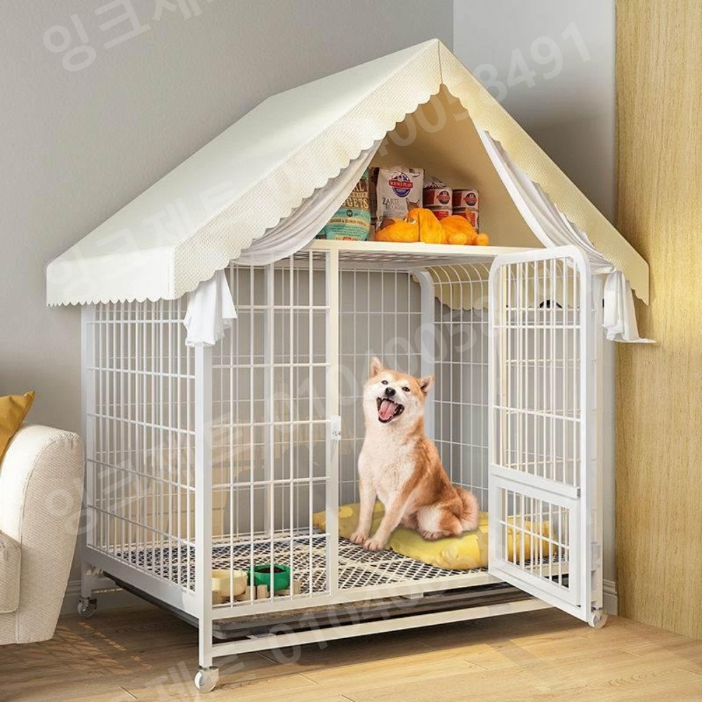 토끼집 철제 화이트 지붕 고슴도치 하우스 은신처 대형 - 상품 이미지