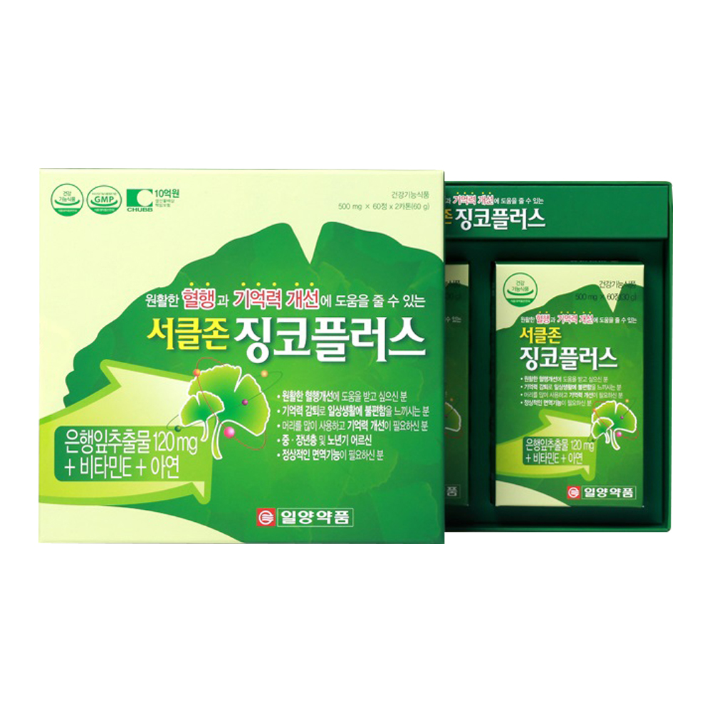 서클존 징코플러스 은행잎추출물 효능 기억력감퇴 혈행 뇌건강 4개월분