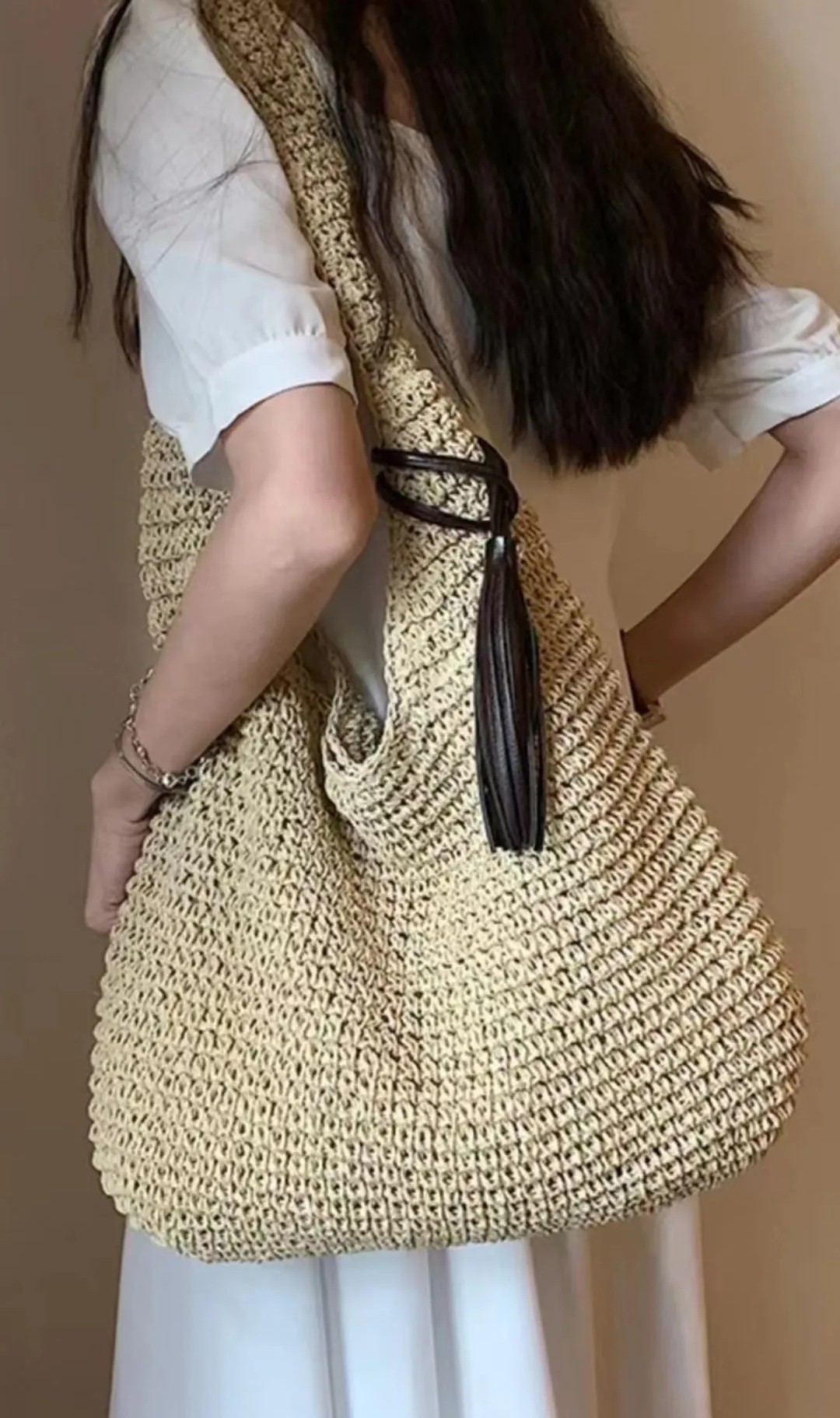 [리햅] 유코 태슬 라탄 라피아 바캉스 여성 여름 숄더백