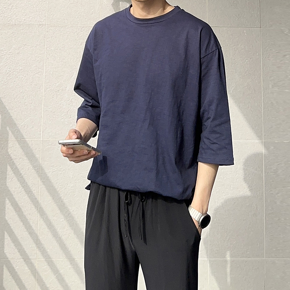 남자 반팔티 오버핏 빅사이즈 커플 7부 티셔츠