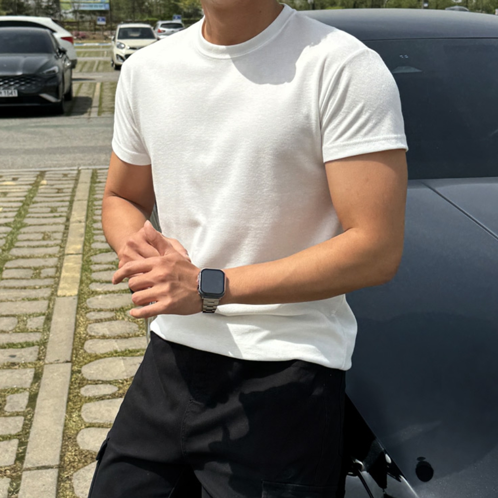 1+1 남자 파클 머슬핏 여름 아이스 분또 무지 반팔티 10컬러 - 상세 이미지 4