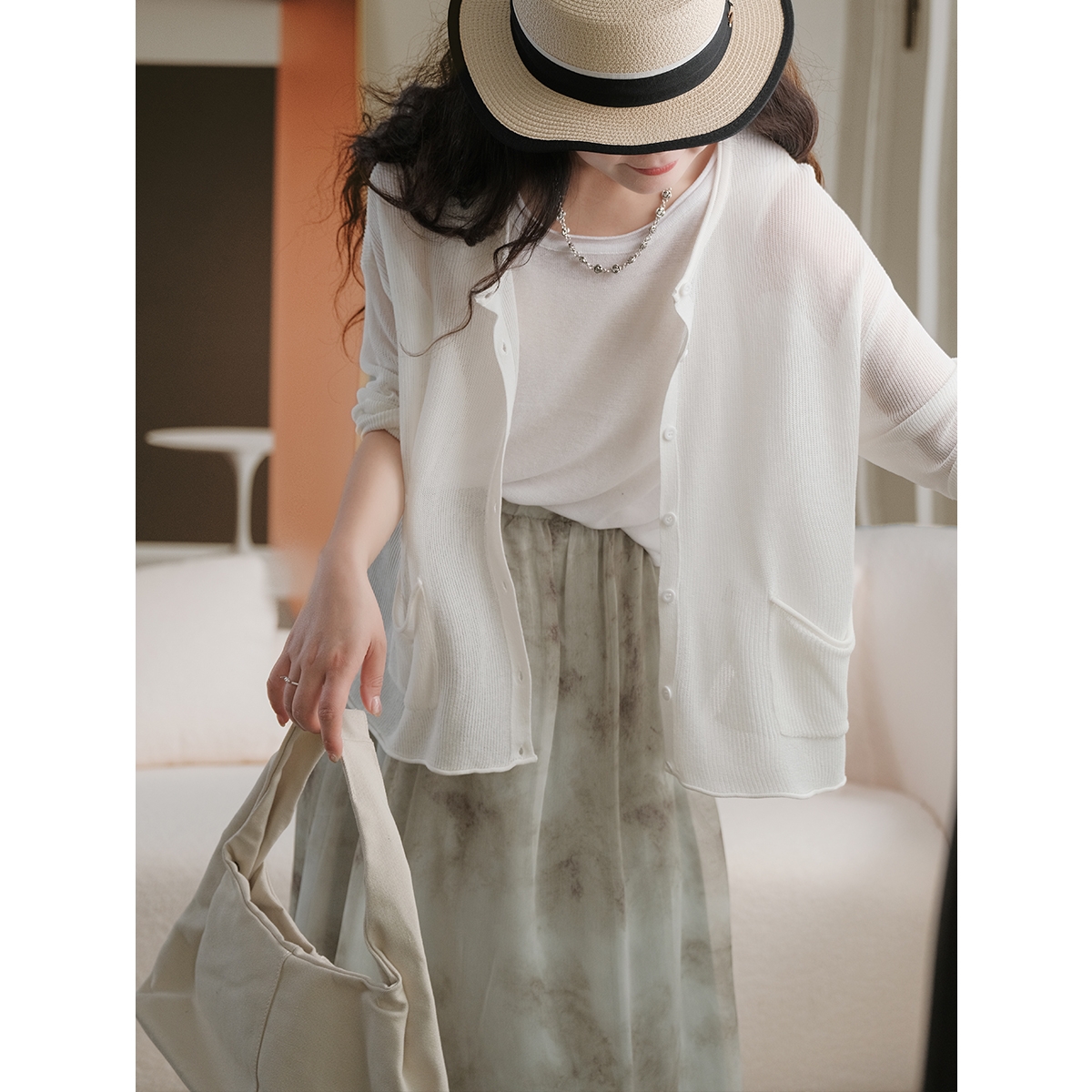 여름가디건 언발 포켓 숄가디건 얇은 가디건