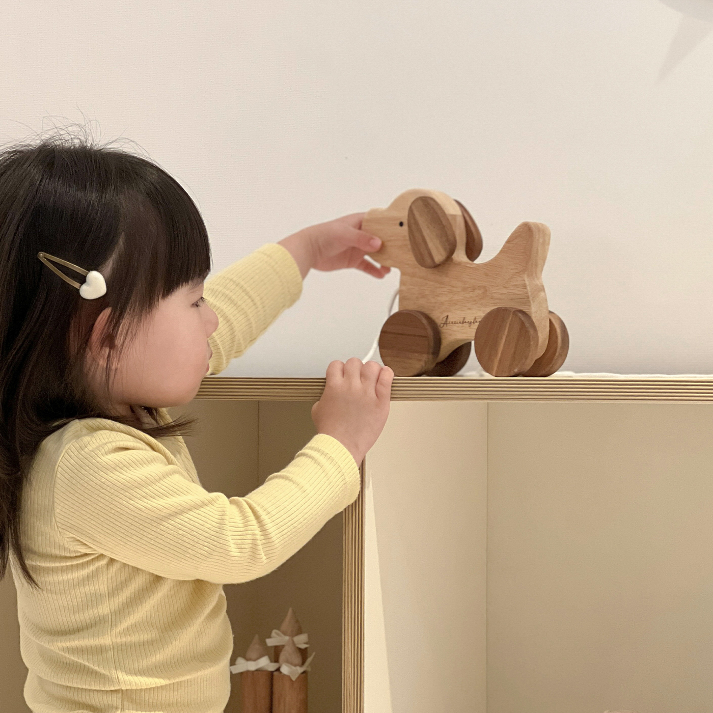 아카시아봉봉 강아지 산책놀이 원목교구 아기 걸음마 장난감 선물 - 상세 이미지 4