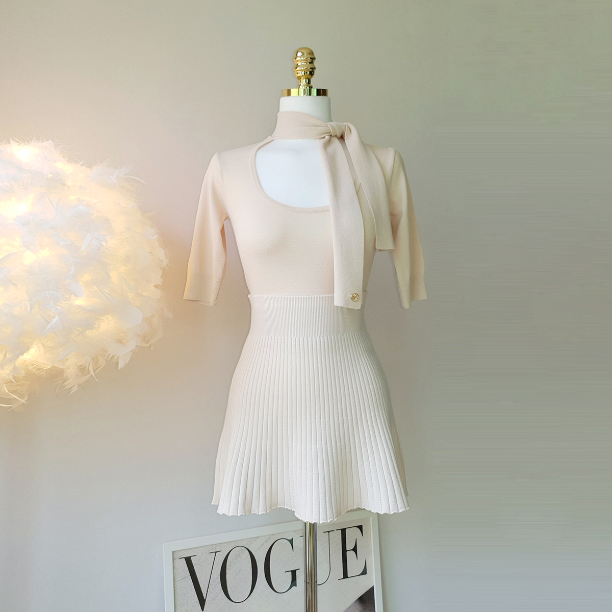 초슬림 니트 미니 플리츠 스커트 (3Color)