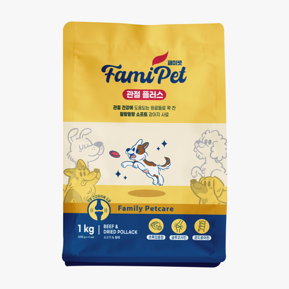 패미펫 관절 플러스 관절건강에 도움되는 소프트 강아지사료 1kg 소고기 황태