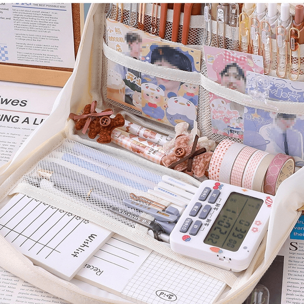 대용량 다꾸 대학생 중학생 필통 스티커 다이어리 패브릭 펜 정리함 - 상세 이미지 2