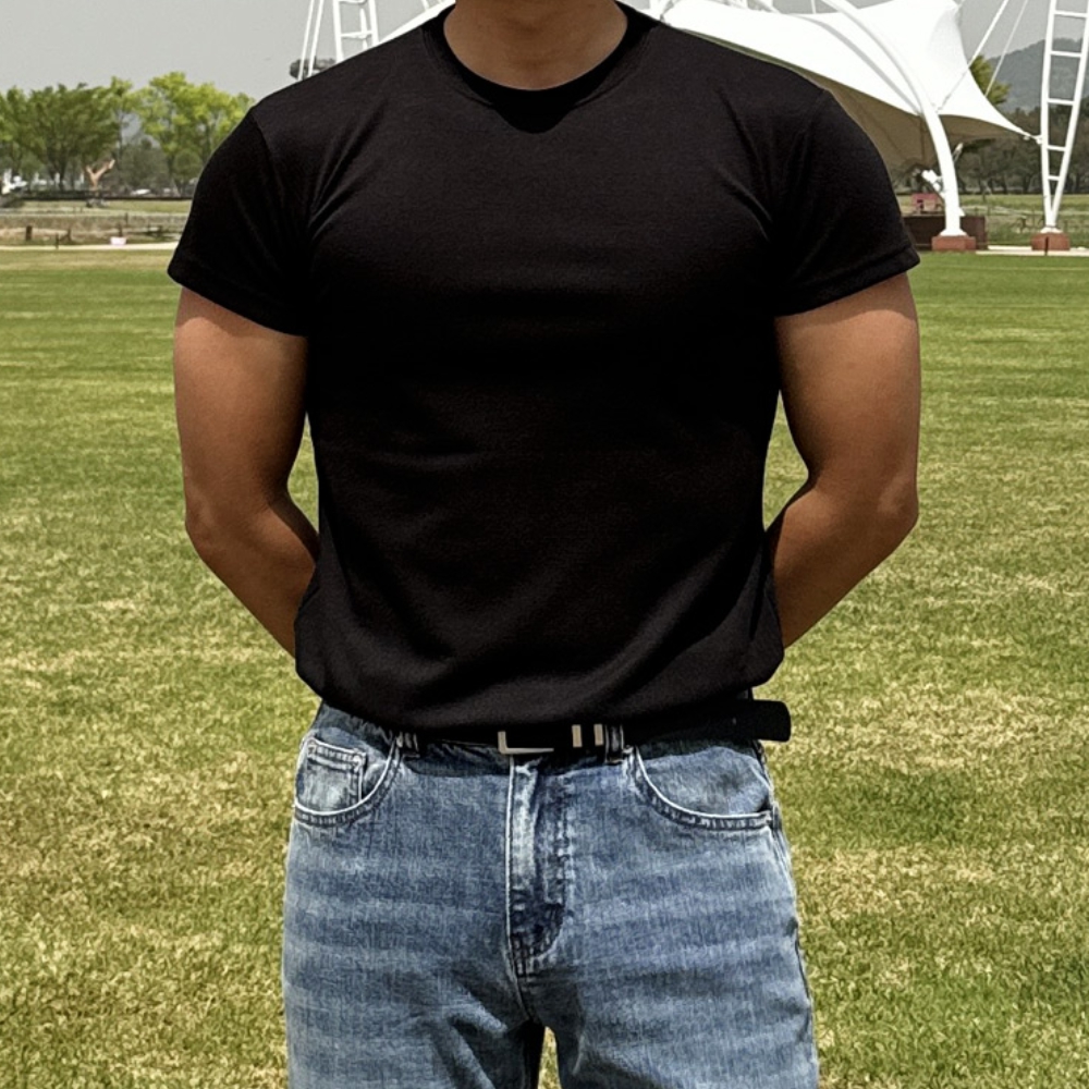 1+1 남자 파클 머슬핏 여름 아이스 분또 무지 반팔티 10컬러 - 상세 이미지 3