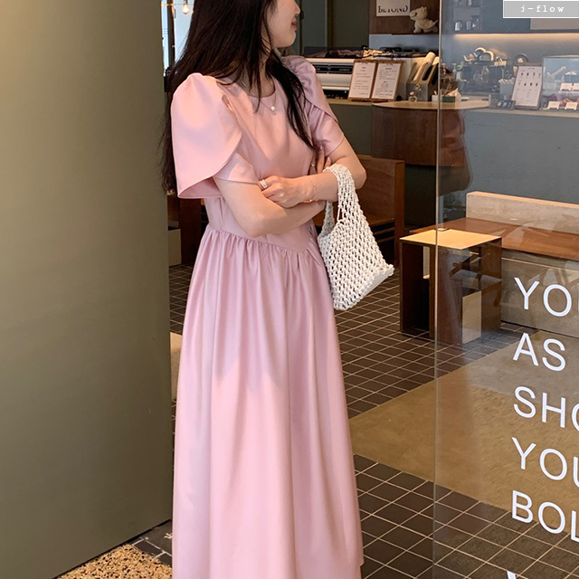 노블 튤립 소매 실키 퍼프 롱 원피스 3col 여름 봄 맥시 라운드 A라인 제이플로우 이미지 8