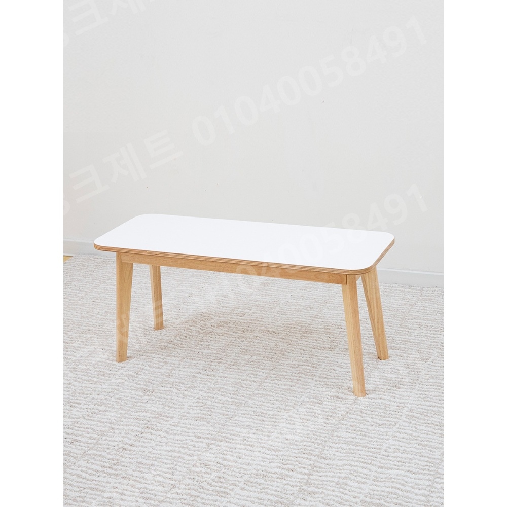 직사각 벤치의자 원목 2인용 식탁용 스퀘어 화이트 - 상품 이미지