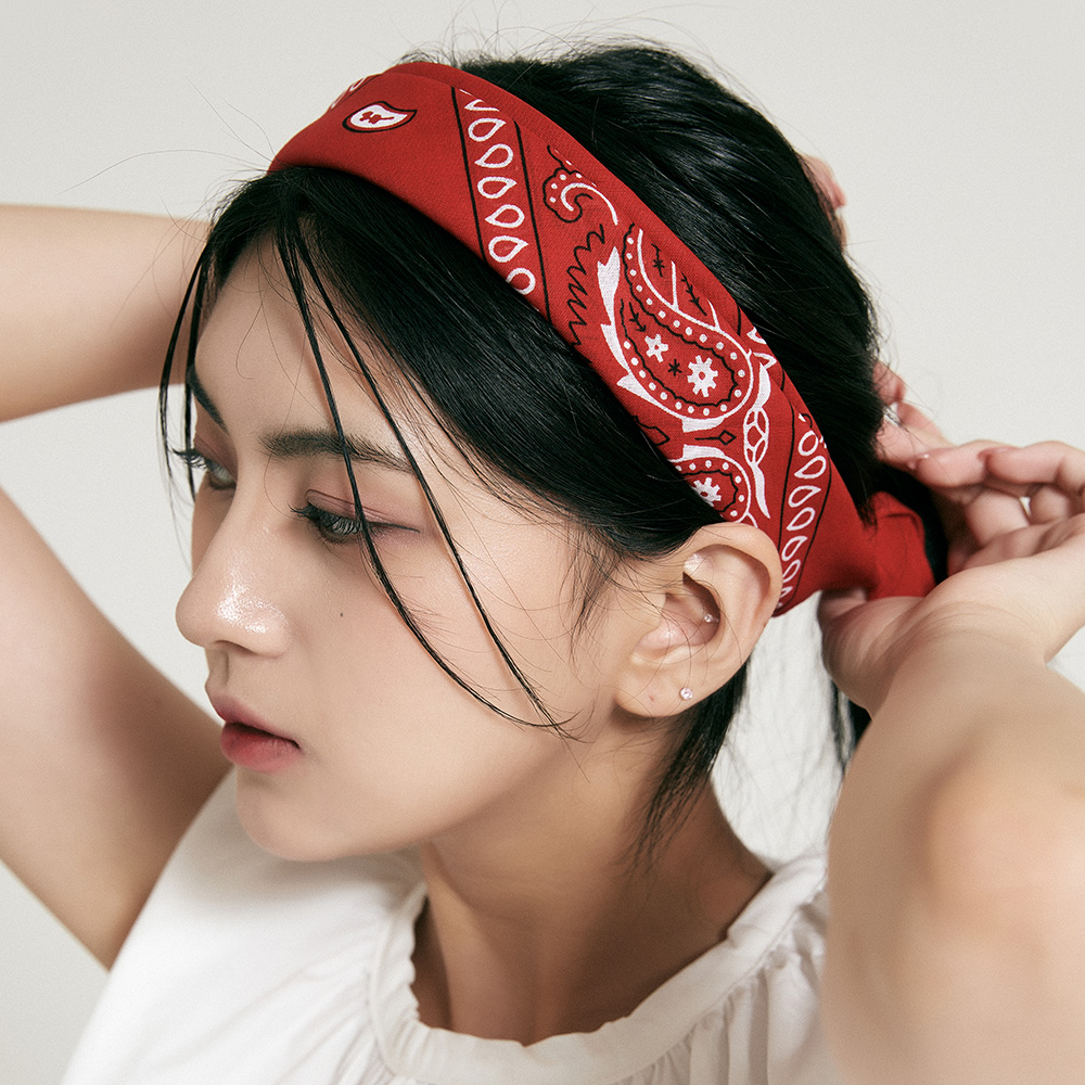 1+1 페이즐리반다나 머리 여름 두건 반다나손수건 여성두건 - 상세 이미지 3