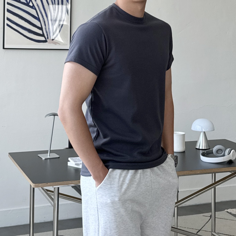 1+1 남자 파클 머슬핏 여름 아이스 분또 무지 반팔티 10컬러 - 상세 이미지 2