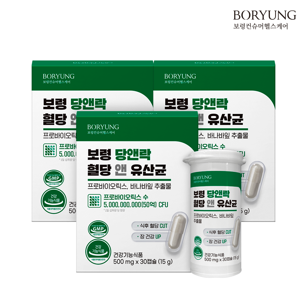 보령 당앤락 혈당 앤 유산균 프로바이오틱스 바나바잎 혈당케어 30캡슐, 3개 - 상품 이미지