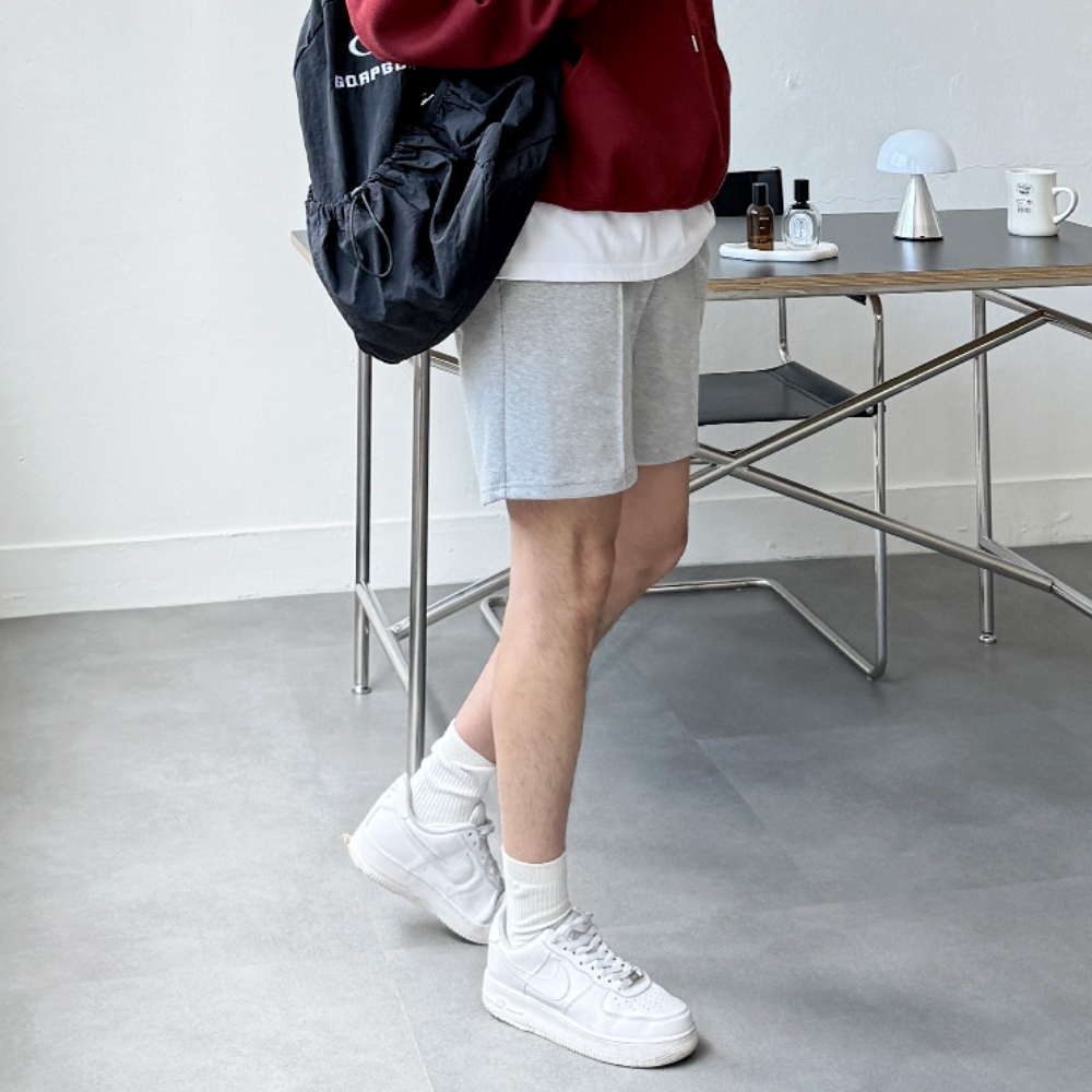 남자 슈멘 여름 이중지 합포 무지 핀턱 숏팬츠 반바지 4컬러 - 상세 이미지 5