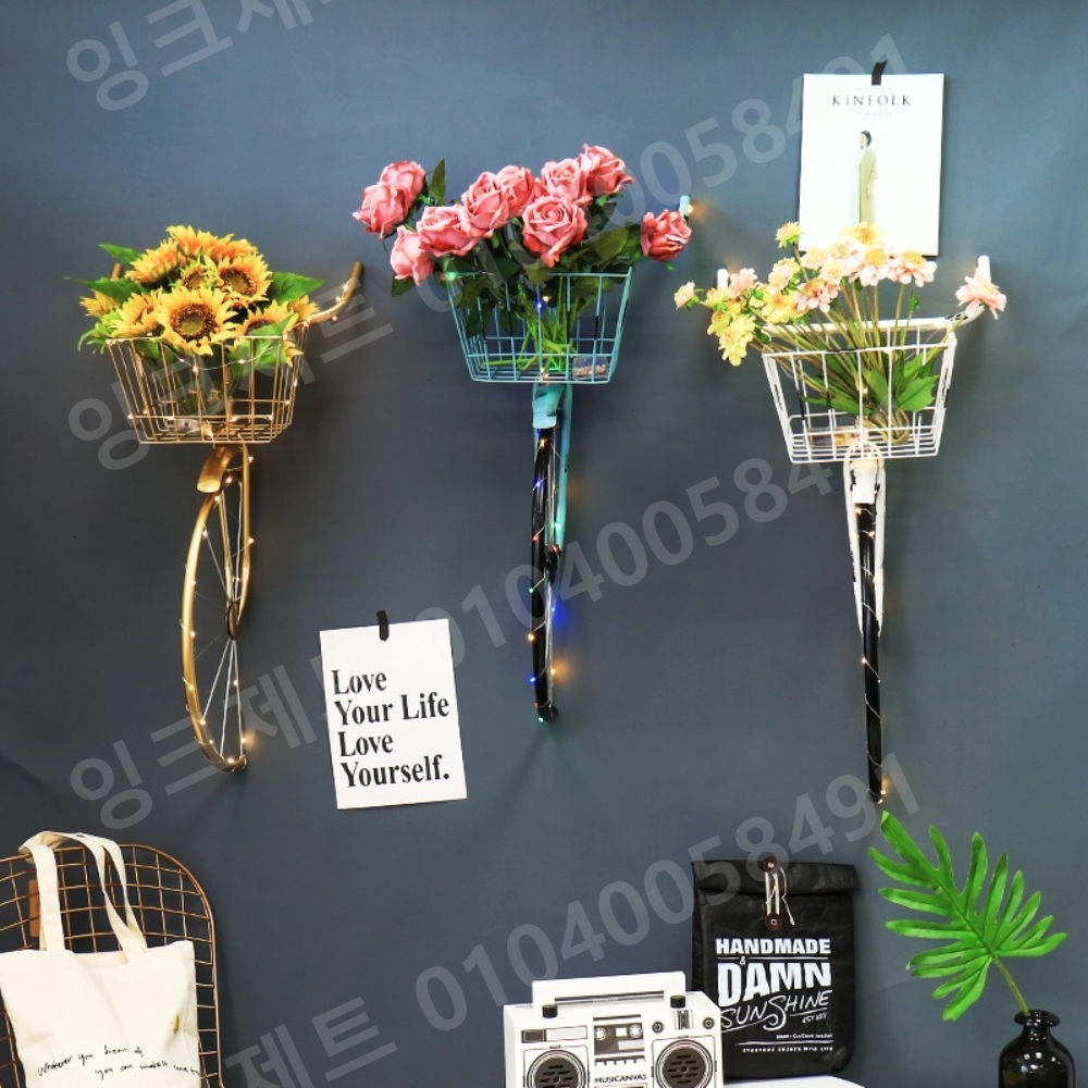 자전거 벽장식 레트로 수레 철제 오브제 빈티지 술집 - 상세 이미지 4