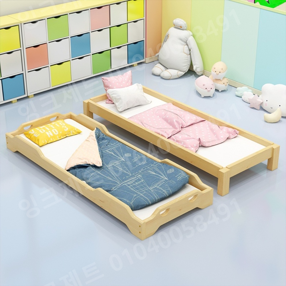 유치원 침대 낮잠 보육원 원목 프레임 조립 1인용 - 상세 이미지 3