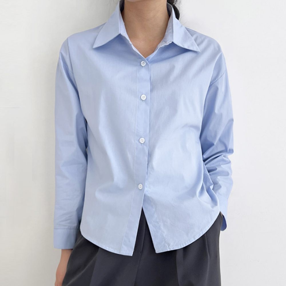 하늘색남방 소라색 블루 여성 여 봄 가을 간절기 셔츠 - 상세 이미지 2