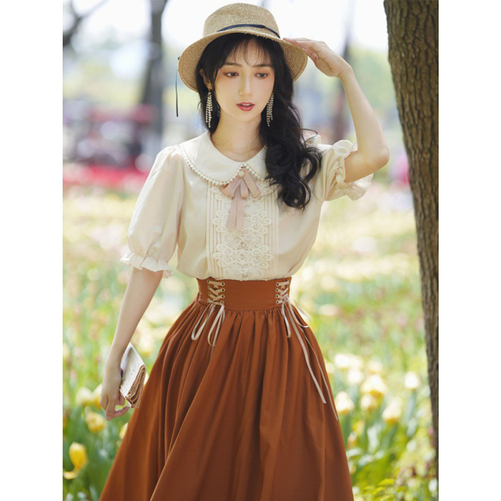 경성의복 대여 오렌지반팔 개화기의상 졸업사진컨셉 인생샷 개화기 투피스원피스 졸사촬영 - 상세 이미지 2