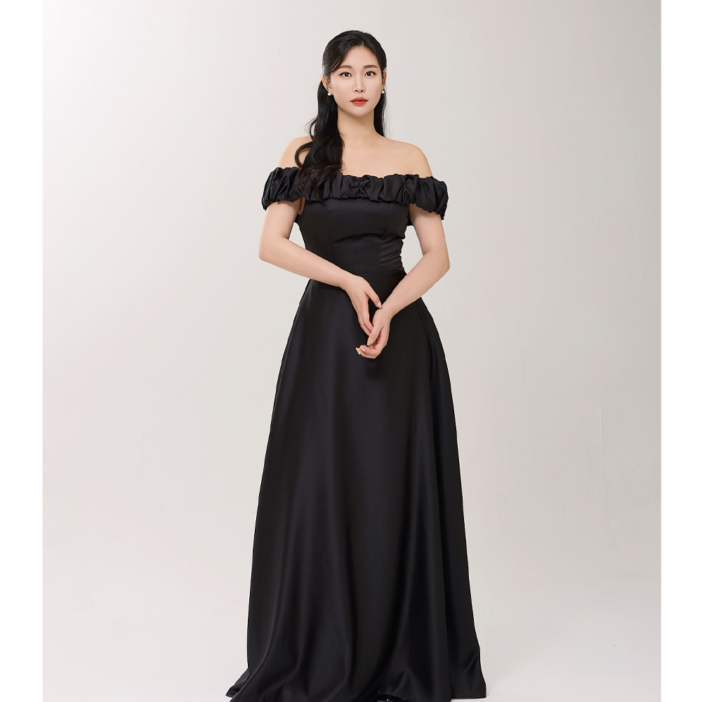인챈팅 블랙 유색 예식2부드레스 대여 브라이덜샤워 촬영드레스 연말파티원피스 이미지 2