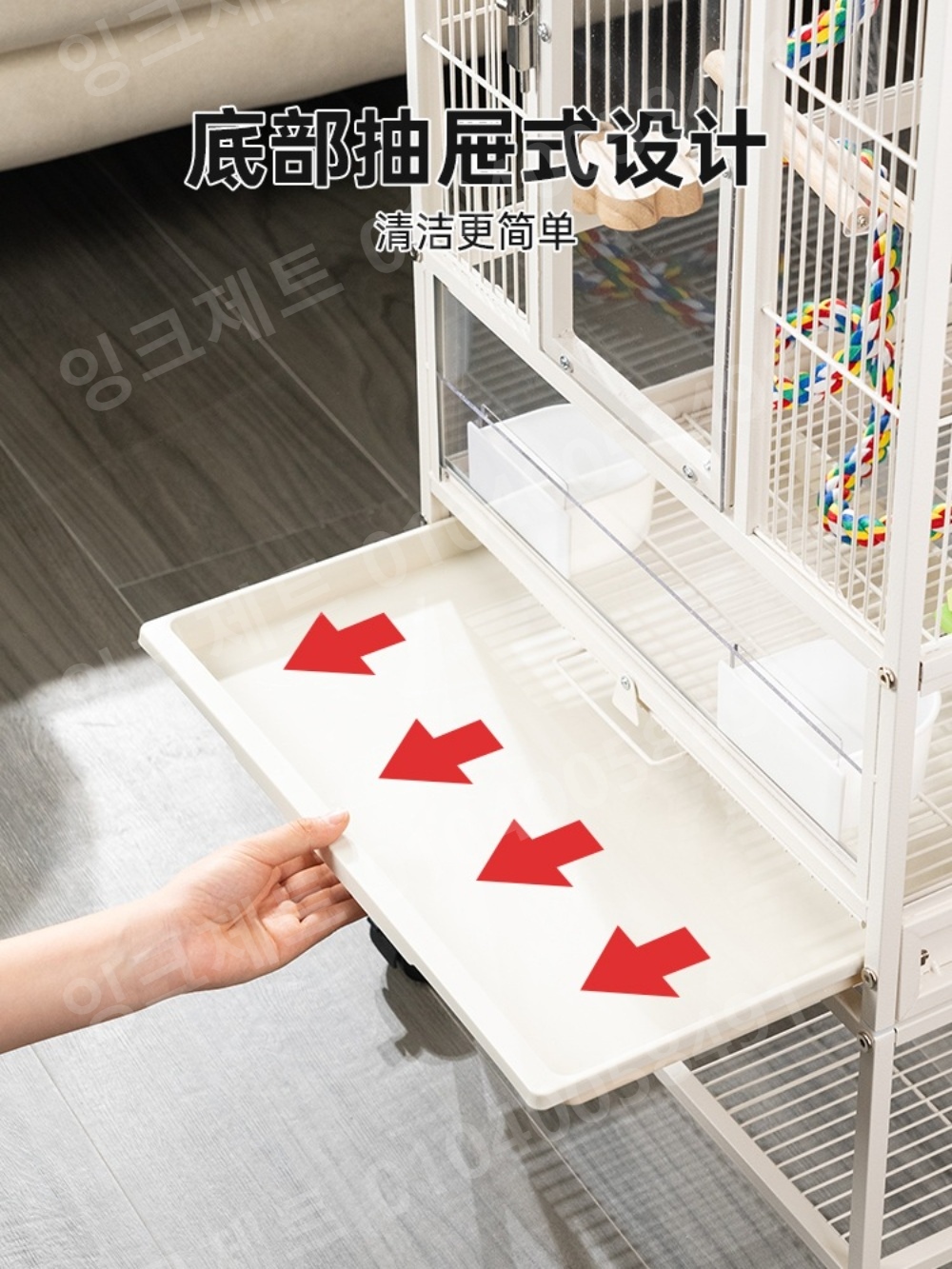 앵무새 새장 버드 키우기 철제 이동식 바퀴 하늘 다람쥐 - 상세 이미지 4