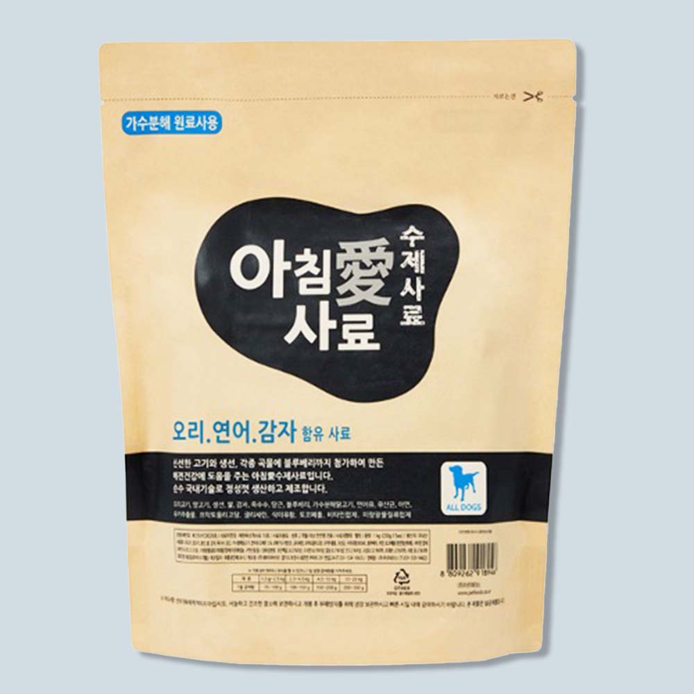 아침애사료 가수분해 수제사료 1kg 오리연어감자 25년10월 : 부부 펫