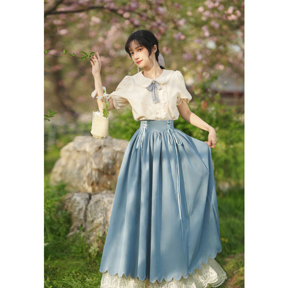 경성의복대여 블루반팔 개화기의상 시밀러 개화기 졸업사진컨셉 졸사 투피스대여 이미지 2