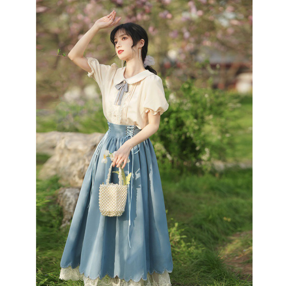 경성의복대여 블루반팔 개화기의상 시밀러 개화기 졸업사진컨셉 졸사 투피스대여 이미지 3