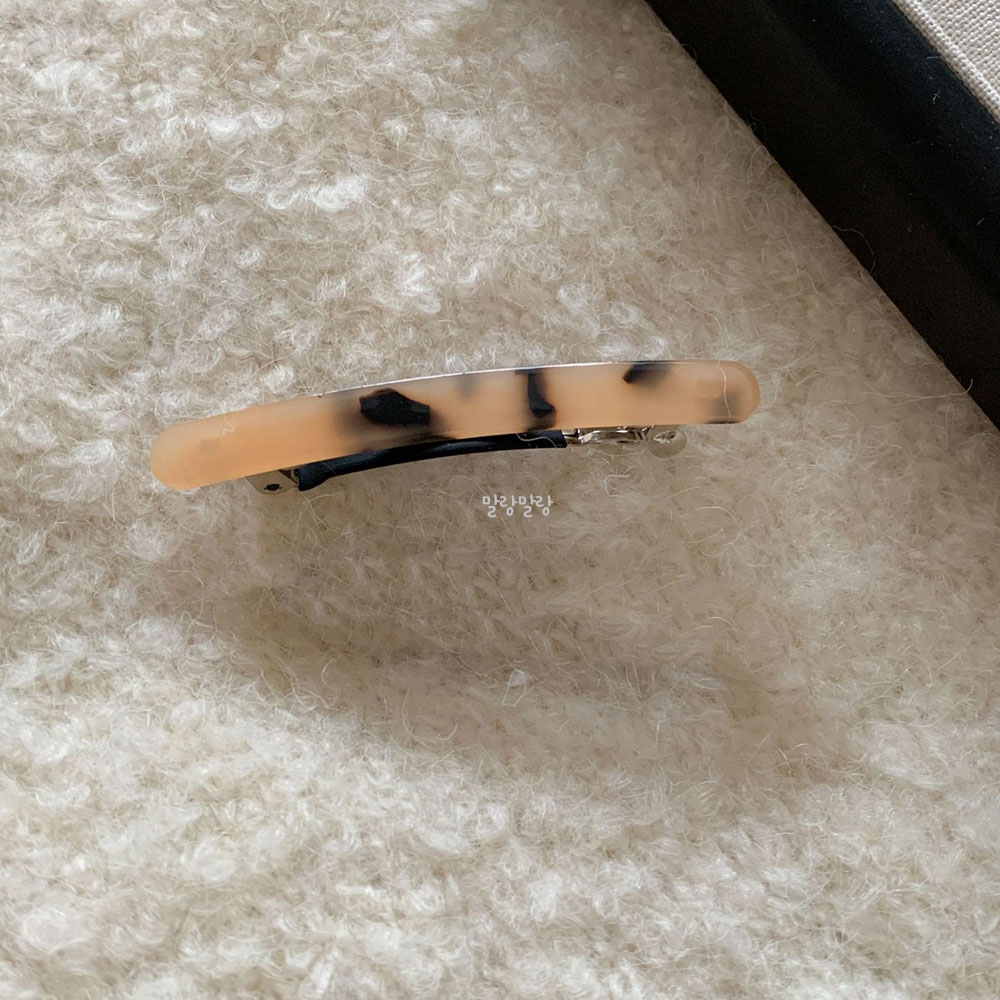 호피 일자자동핀 반머리핀 심플한 프랑스헤어핀 - 상세 이미지 2