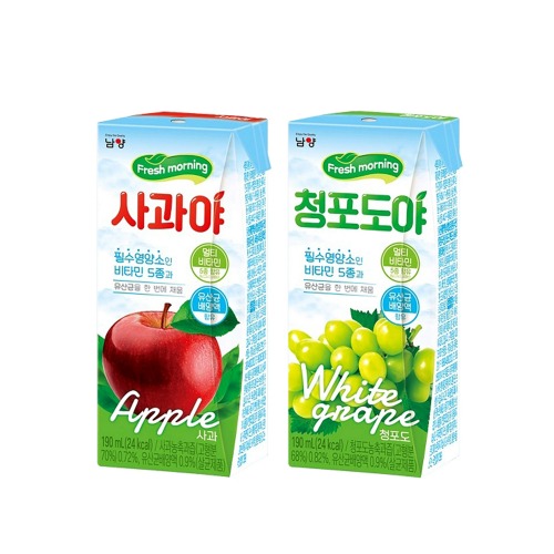 사과주스 청포도주스 남양 사과야 청포도야 과즙 쥬스 190ml 24팩 : 코스디맥스